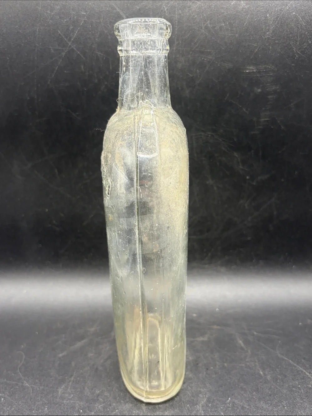 Antique WARRANTED Embossed Glass Flask Bottle Collectible Vessel Americana Decor